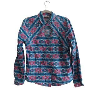 VINTAGE CIRCLE T Aztec Western Southwestern Button Down Shirt Country Rodeo